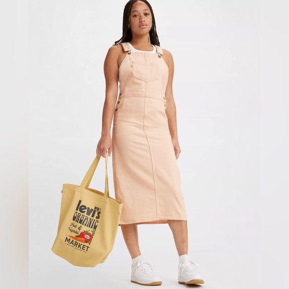 Levi’s Fresh Hendrix Pastel Pink Overalls Dress / Jumper Size XL 100% Cotton - Picture 3 of 16